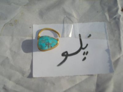 Nose ring
پُلو
Poloh
پُلو بلوچی سہت ءِ کہ چہ سُہر بزاں تلاہ ءَ جوڑ بیت ۔ گیشتر پلواں پیروزہ ءِ سبز مان کن انت ۔ بلے دگہ دگہ سبز ہم مان کن انت ۔ بلوچ جنینانی پونز سے جا ہ سُپتگ انت ۔ یک پونز ءِ تہی نیمگ ءِ لٹ ءُ دویں نیمگانی گرانزیگ ہم سپتگ انت ۔ گرانزیگان پُلک مان کن انت ءُ پونز ءِ تہی لٹ ءَ پلو ءَ مان کن انت ۔ پلو مرچاں نوکیں دور ءِ جنیں کارمرز نہ کن انت ءُ بلوچستان ءَ نود پنچ درسد جنین پلو کارمرز نہ کنت ءُ پنج درسد انگت ءَ پلو پونزا مان کنت ۔

